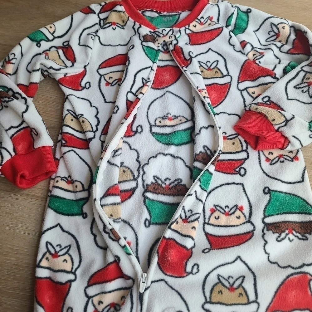 4T Fleece Santa Claus Christmas Footie Pajama unisex EUC Genderless